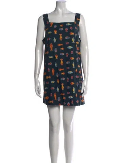 Pre-owned Ciao Lucia Printed Mini Dress In Blue