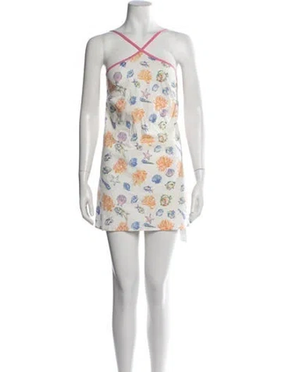 Pre-owned Ciao Lucia Printed Mini Dress In White