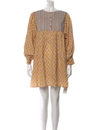 Pre-owned Ciao Lucia Printed Mini Dress In Yellow