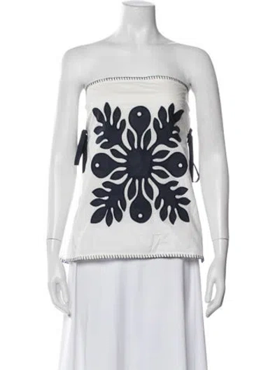 Pre-owned Ciao Lucia Printed Strapless Top In White