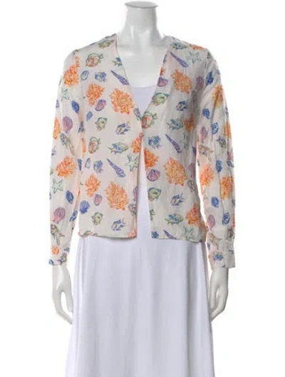 Pre-owned Ciao Lucia Printed V-neck Blouse In Neutral