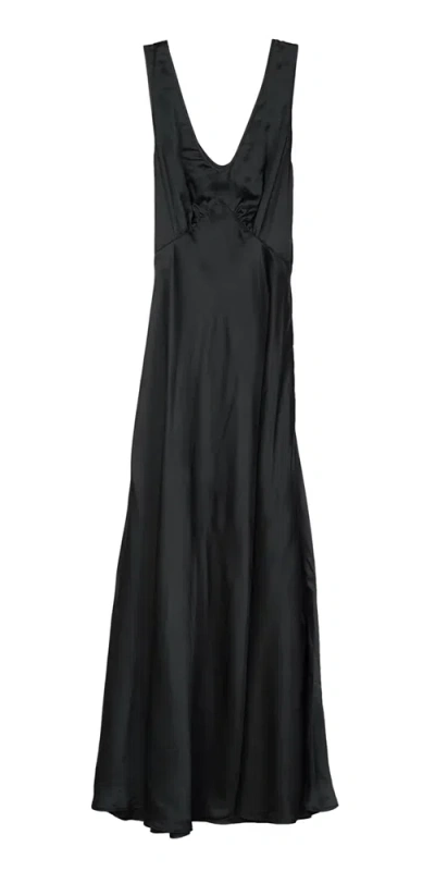 CIAO LUCIA REINE SATIN MAXI DRESS BLACK
