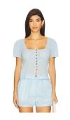 Ciao Lucia Risi Gingham Button-front Top In Blue