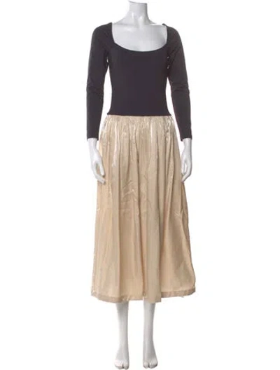 Pre-owned Ciao Lucia Scoop Neck Long Dress In Neutral