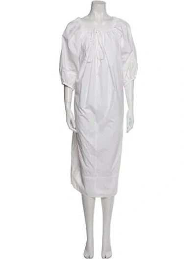 Pre-owned Ciao Lucia Scoop Neck Midi Length Dress In White
