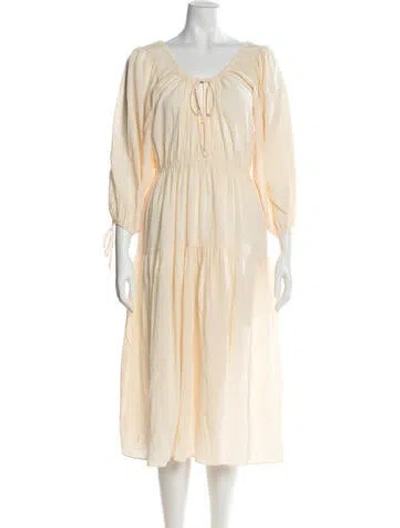 Pre-owned Ciao Lucia Scoop Neck Midi Length Dress In Yellow