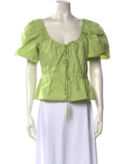 Pre-owned Ciao Lucia Scoop Neck Short Sleeve Crop Top In Green