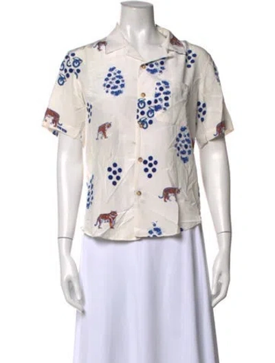 Pre-owned Ciao Lucia Silk Animal Print Top In White