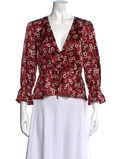 Pre-owned Ciao Lucia Silk Floral Print Blouse In Red