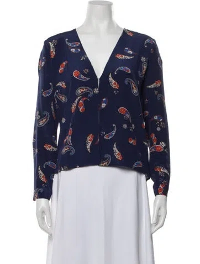 Pre-owned Ciao Lucia Silk Paisley Print Blouse In Blue