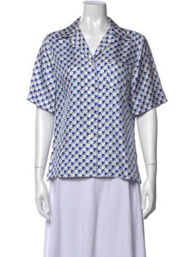 Pre-owned Ciao Lucia Silk Printed Blouse In Blue