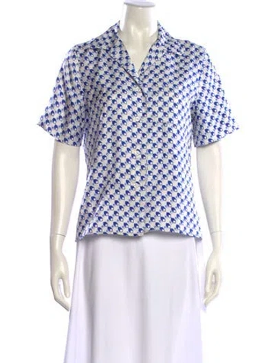 Pre-owned Ciao Lucia Silk Printed Button-up Top In White