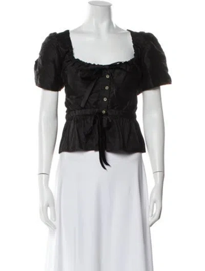 Pre-owned Ciao Lucia Silk Square Neckline Blouse In Black