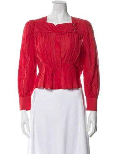 Pre-owned Ciao Lucia Silk Square Neckline Blouse In Red