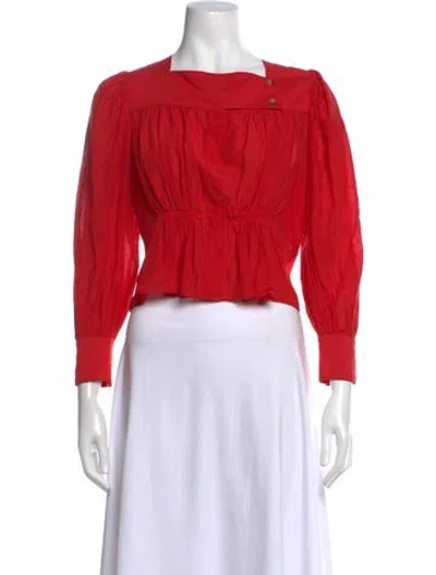 Pre-owned Ciao Lucia Silk Square Neckline Blouse In Red