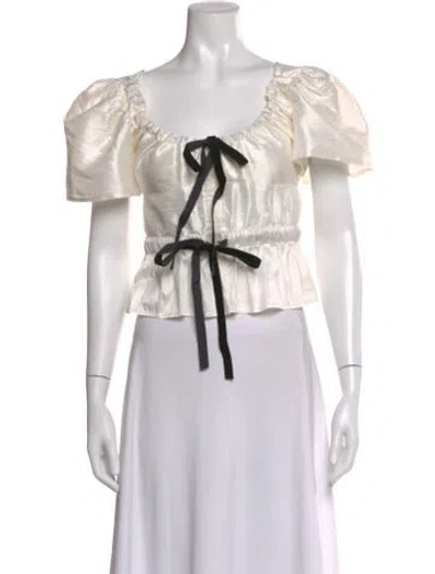 Pre-owned Ciao Lucia Silk Square Neckline Blouse W/ Tags In White