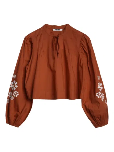 Ciao Lucia Slam Floral-embroidered Blouse In Red