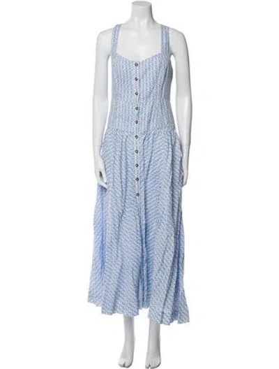 Pre-owned Ciao Lucia Square Neckline Long Dress In Blue