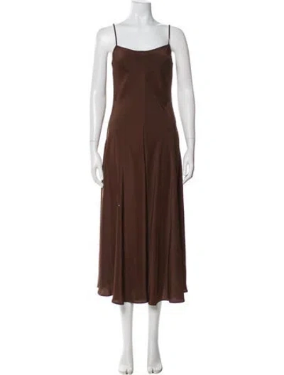 Pre-owned Ciao Lucia Square Neckline Long Dress In Brown