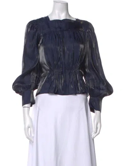 Pre-owned Ciao Lucia Square Neckline Long Sleeve Blouse In Blue
