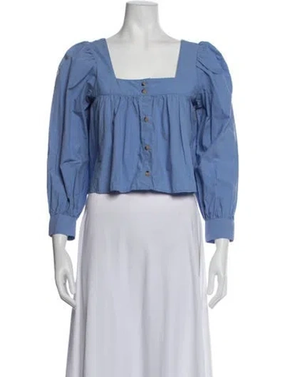 Pre-owned Ciao Lucia Square Neckline Long Sleeve Blouse In Blue