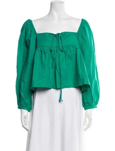 Pre-owned Ciao Lucia Square Neckline Long Sleeve Blouse In Green