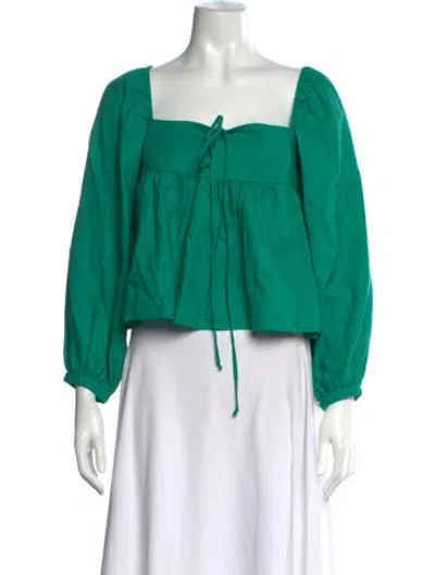 Pre-owned Ciao Lucia Square Neckline Long Sleeve Blouse In Green