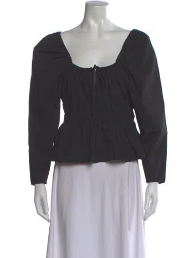 Pre-owned Ciao Lucia Square Neckline Long Sleeve Blouse In Grey