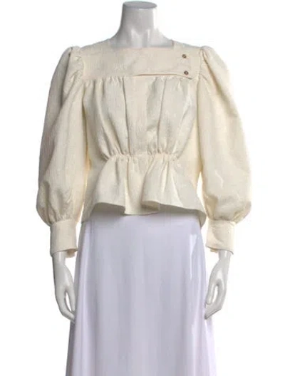 Pre-owned Ciao Lucia Square Neckline Long Sleeve Blouse In Neutral