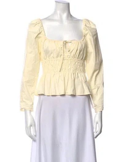 Pre-owned Ciao Lucia Square Neckline Long Sleeve Blouse In Neutral
