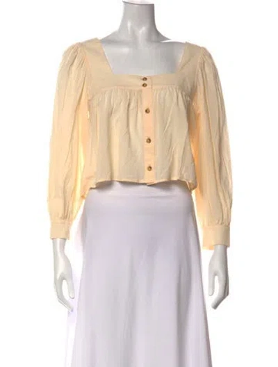 Pre-owned Ciao Lucia Square Neckline Long Sleeve Blouse In Neutral