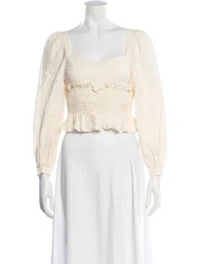 Pre-owned Ciao Lucia Square Neckline Long Sleeve Blouse In Neutrals