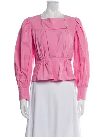 Pre-owned Ciao Lucia Square Neckline Long Sleeve Blouse In Pink