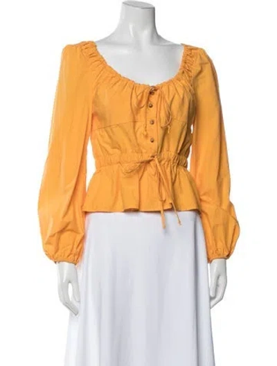 Pre-owned Ciao Lucia Square Neckline Long Sleeve Blouse W/ Tags In Orange