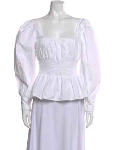 Pre-owned Ciao Lucia Square Neckline Long Sleeve Blouse In White