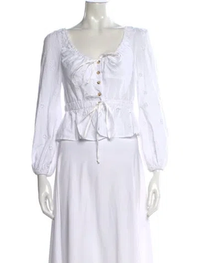 Pre-owned Ciao Lucia Square Neckline Long Sleeve Blouse In White