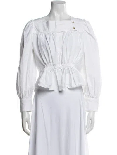 Pre-owned Ciao Lucia Square Neckline Long Sleeve Blouse In White
