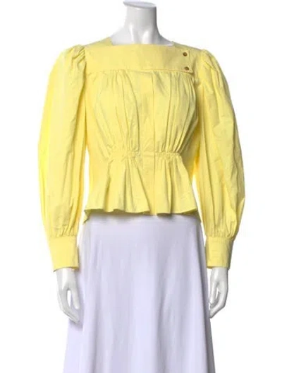 Pre-owned Ciao Lucia Square Neckline Long Sleeve Blouse In Yellow