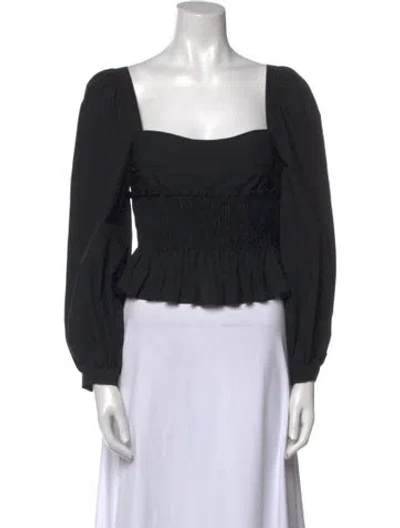 Pre-owned Ciao Lucia Square Neckline Long Sleeve Crop Top In Black