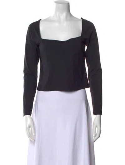 Pre-owned Ciao Lucia Square Neckline Long Sleeve Crop Top In Black