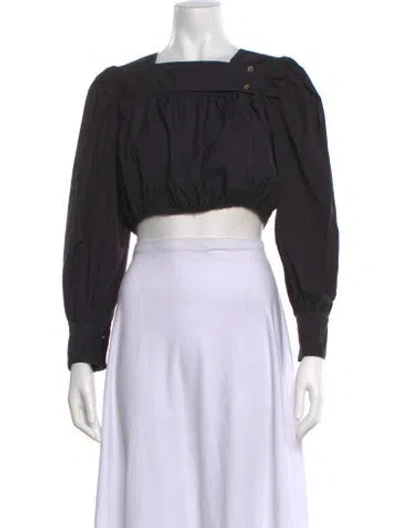 Pre-owned Ciao Lucia Square Neckline Long Sleeve Crop Top In Black