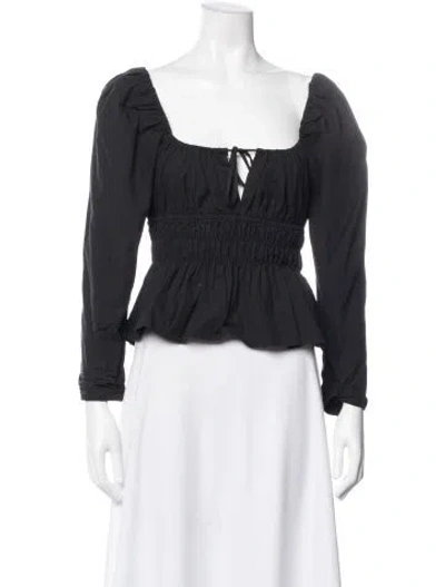 Pre-owned Ciao Lucia Square Neckline Long Sleeve Top In Black