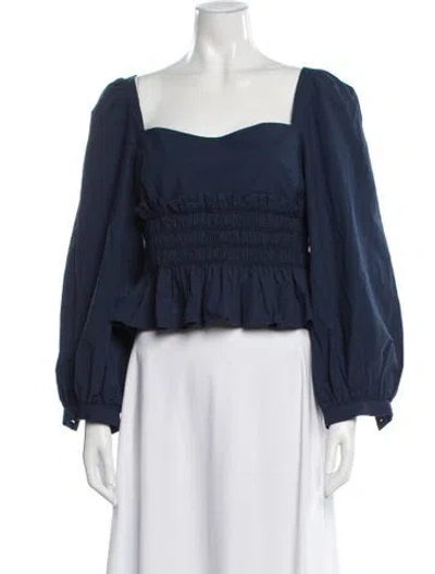 Pre-owned Ciao Lucia Square Neckline Long Sleeve Top In Blue