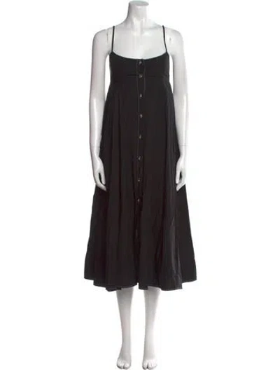 Pre-owned Ciao Lucia Square Neckline Midi Length Dress In Black