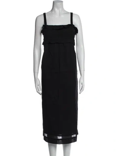 Pre-owned Ciao Lucia Square Neckline Midi Length Dress In Black