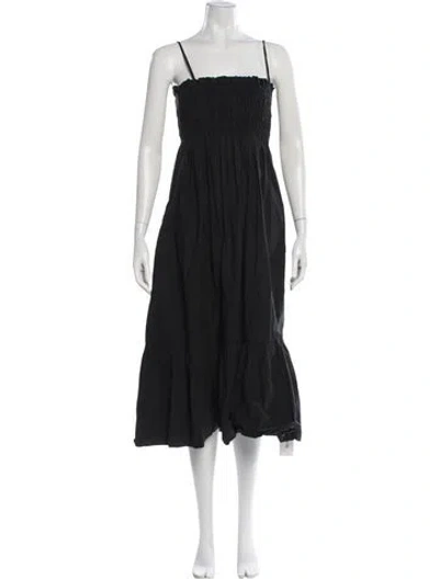 Pre-owned Ciao Lucia Square Neckline Midi Length Dress In Black