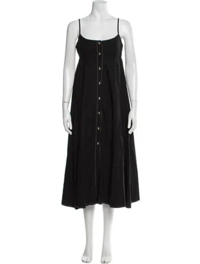 Pre-owned Ciao Lucia Square Neckline Midi Length Dress In Black