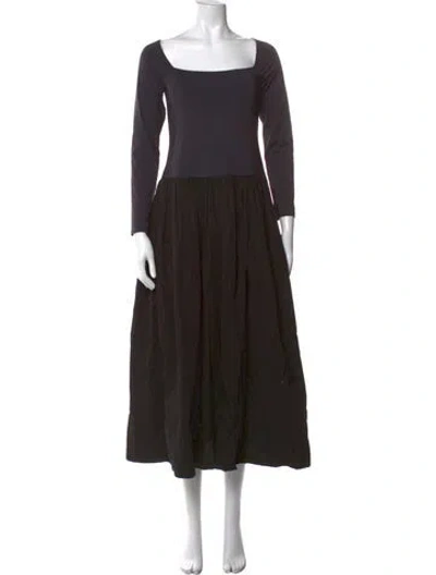 Pre-owned Ciao Lucia Square Neckline Midi Length Dress In Black