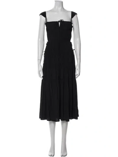 Pre-owned Ciao Lucia Square Neckline Midi Length Dress In Black