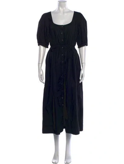Pre-owned Ciao Lucia Square Neckline Midi Length Dress In Black